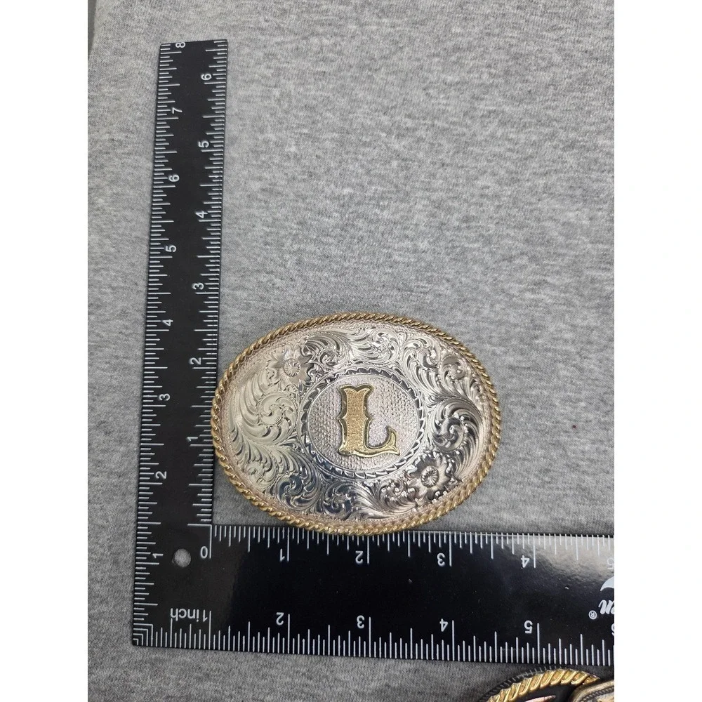 Montana Silversmiths Sterling Silver Plate Initial L Rodeo Western Belt Buckle